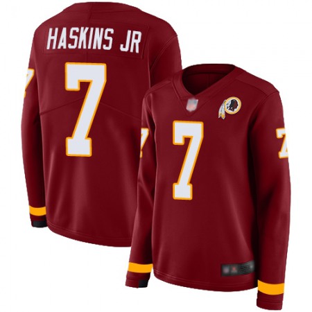 Nike Commanders #7 Dwayne Haskins Jr Burgundy Red Team Color Women's Stitched NFL Limited Therma Long Sleeve Jersey