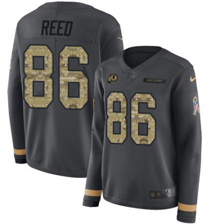 Nike Commanders #86 Jordan Reed Anthracite Salute to Service Women's Stitched NFL Limited Therma Long Sleeve Jersey
