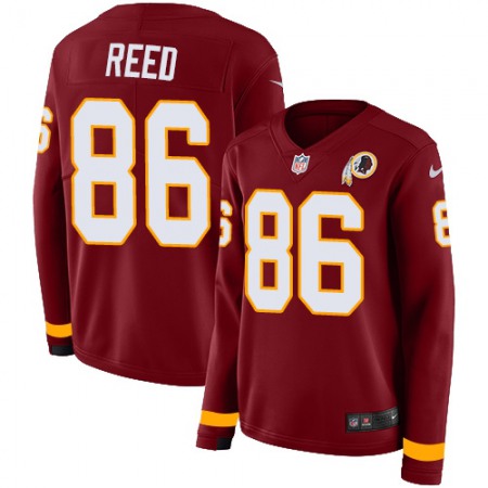 Nike Commanders #86 Jordan Reed Burgundy Red Team Color Women's Stitched NFL Limited Therma Long Sleeve Jersey
