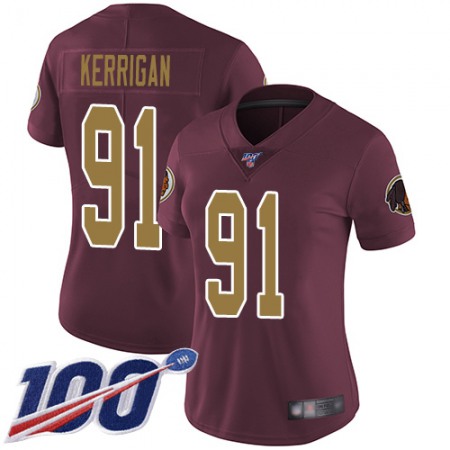 Nike Commanders #91 Ryan Kerrigan Burgundy Red Alternate Women's Stitched NFL 100th Season Vapor Limited Jersey