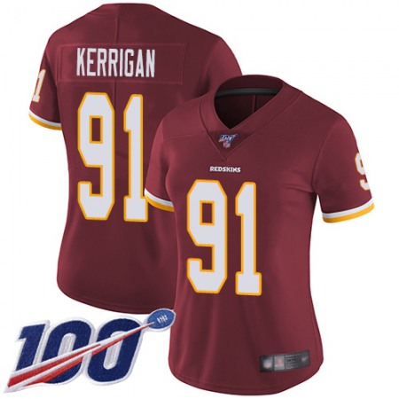 Nike Commanders #91 Ryan Kerrigan Burgundy Red Team Color Women's Stitched NFL 100th Season Vapor Limited Jersey