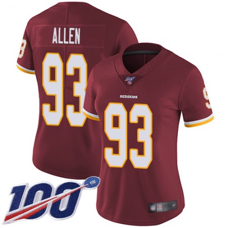 Nike Commanders #93 Jonathan Allen Burgundy Red Team Color Women's Stitched NFL 100th Season Vapor Limited Jersey