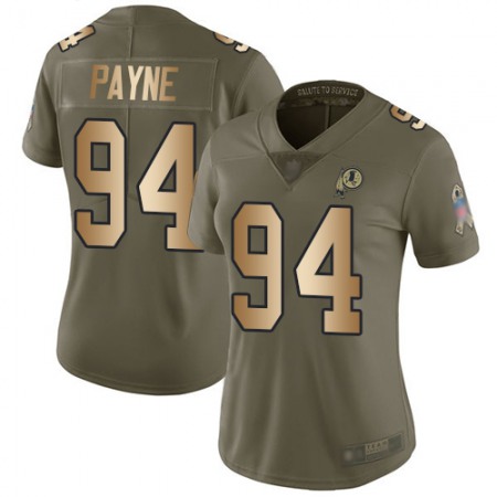 Nike Commanders #94 Da'Ron Payne Olive/Gold Women's Stitched NFL Limited 2017 Salute to Service Jersey