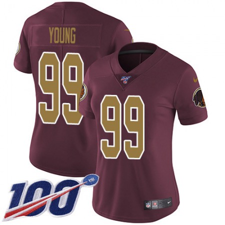 Nike Commanders #99 Chase Young Burgundy Red Alternate Women's Stitched NFL 100th Season Vapor Untouchable Limited Jersey