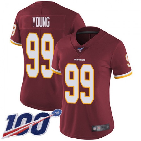 Nike Commanders #99 Chase Young Burgundy Red Team Color Women's Stitched NFL 100th Season Vapor Untouchable Limited Jersey