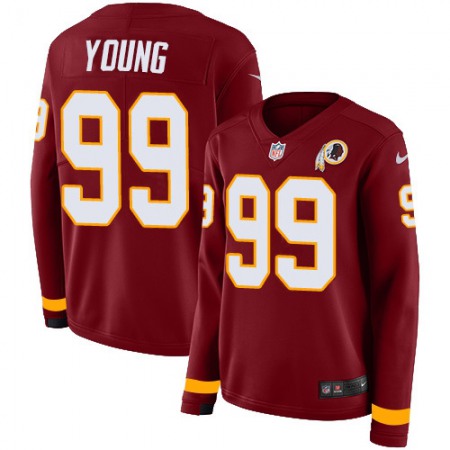 Nike Commanders #99 Chase Young Burgundy Red Team Color Women's Stitched NFL Limited Therma Long Sleeve Jersey