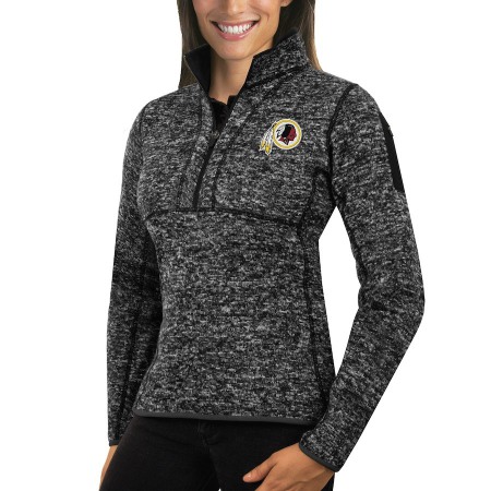 Washington Commanders Antigua Women's Fortune Half-Zip Sweater Heather Black