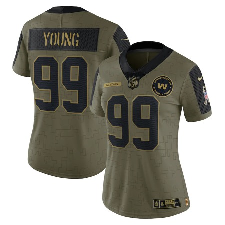 Washington Commanders #99 Chase Young Olive Nike Women's 2021 Salute To Service Limited Player Jersey