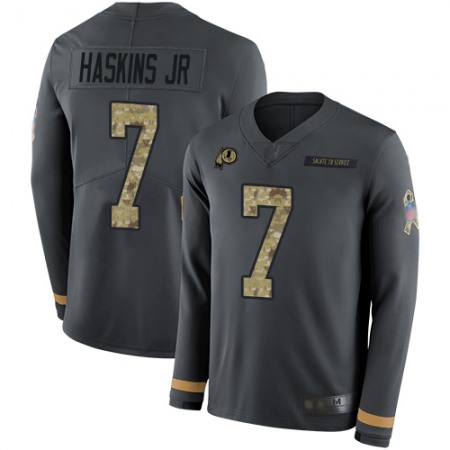 Nike Commanders #7 Dwayne Haskins Jr Anthracite Salute to Service Youth Stitched NFL Limited Therma Long Sleeve Jersey