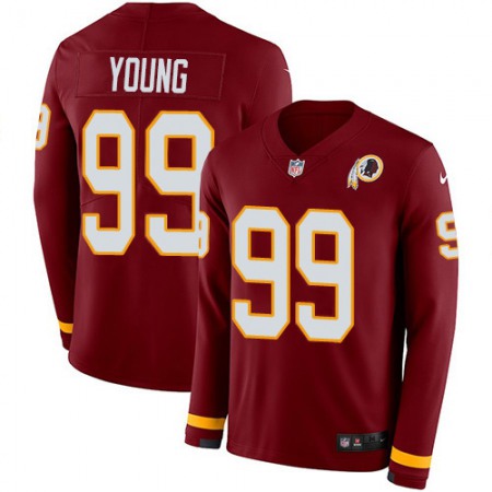 Nike Commanders #99 Chase Young Burgundy Red Team Color Youth Stitched NFL Limited Therma Long Sleeve Jersey