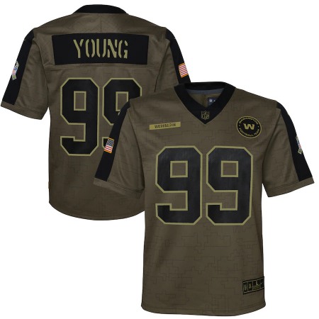 Washington Commanders #99 Chase Young Olive Nike Youth 2021 Salute To Service Game Jersey