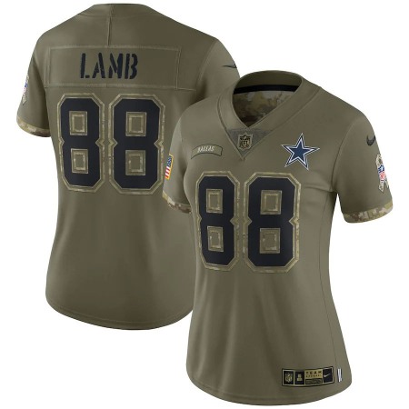 Dallas Cowboys #88 Ceedee Lamb Nike Women's 2022 Salute To Service Limited Jersey - Olive