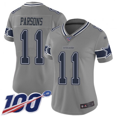 Nike Cowboys #11 Micah Parsons Gray Women's Stitched NFL Limited Inverted Legend 100th Season Jersey