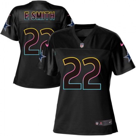 Nike Cowboys #22 Emmitt Smith Black Women's NFL Fashion Game Jersey