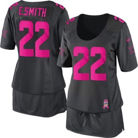 Nike Cowboys #22 Emmitt Smith Dark Grey Women's Breast Cancer Awareness Stitched NFL Elite Jersey