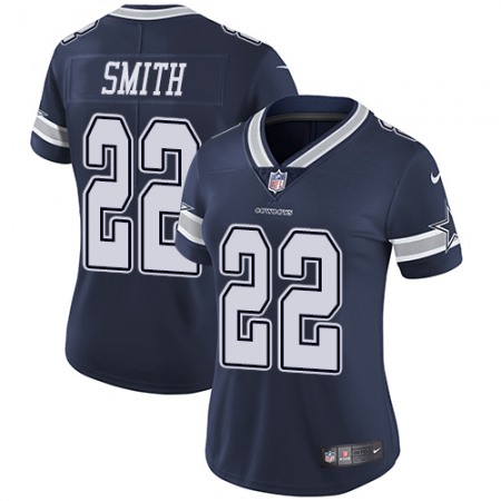Nike Cowboys #22 Emmitt Smith Navy Blue Team Color Women's Stitched NFL Vapor Untouchable Limited Jersey