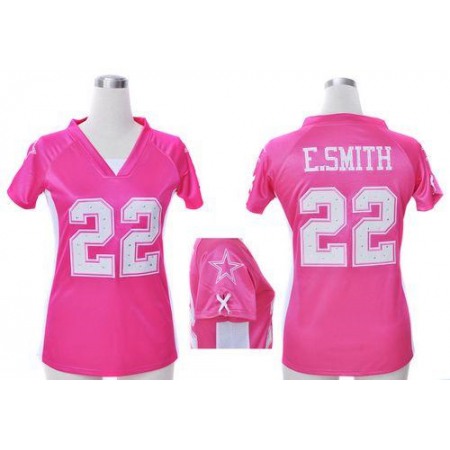 Nike Cowboys #22 Emmitt Smith Pink Draft Him Name & Number Top Women's Stitched NFL Elite Jersey