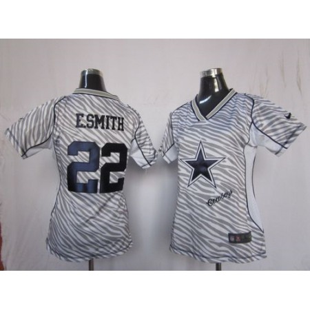 Nike Cowboys #22 Emmitt Smith Zebra Women's Stitched NFL Elite Jersey