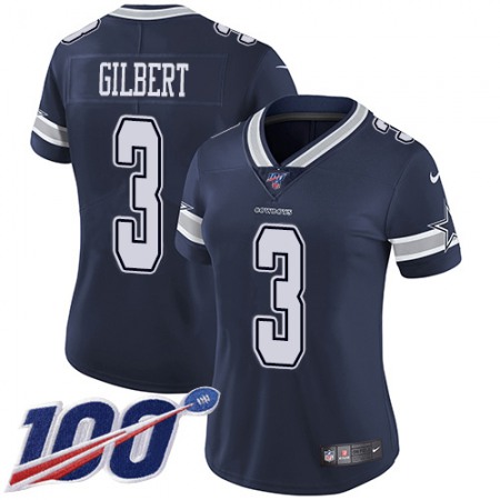 Nike Cowboys #3 Garrett Gilbert Navy Blue Team Color Women's Stitched NFL 100th Season Vapor Untouchable Limited Jersey