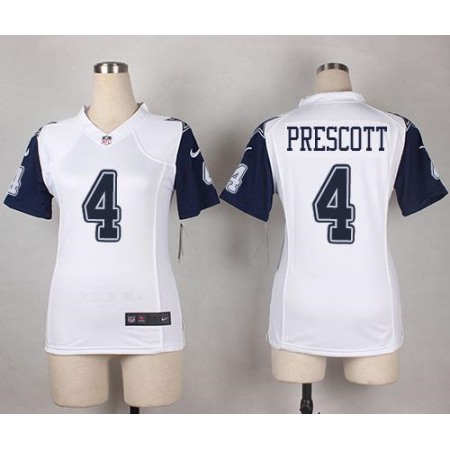 Nike Cowboys #4 Dak Prescott White Women's Stitched NFL Elite Rush Jersey