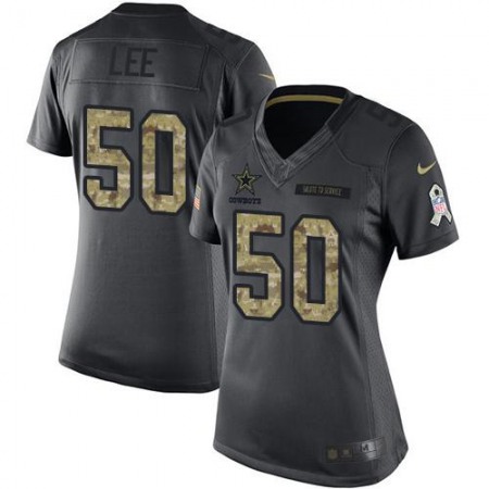 Nike Cowboys #50 Sean Lee Black Women's Stitched NFL Limited 2016 Salute to Service Jersey