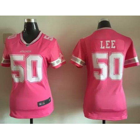 Nike Cowboys #50 Sean Lee Pink Women's Stitched NFL Elite Bubble Gum Jersey