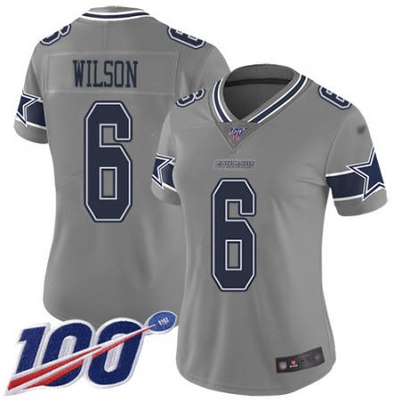 Nike Cowboys #6 Donovan Wilson Gray Women's Stitched NFL Limited Inverted Legend 100th Season Jersey