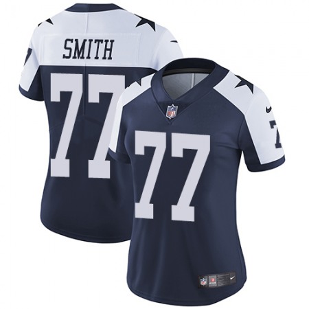 Nike Cowboys #77 Tyron Smith Navy Blue Thanksgiving Women's Stitched NFL Vapor Untouchable Limited Throwback Jersey