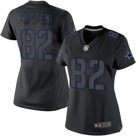 Nike Cowboys #82 Jason Witten Black Impact Women's Stitched NFL Limited Jersey