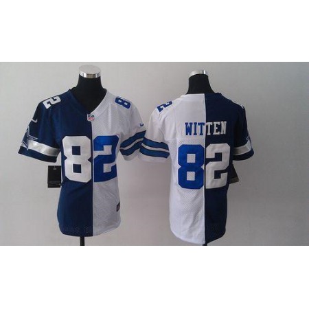 Nike Cowboys #82 Jason Witten Navy Blue/White Women's Stitched NFL Elite Split Jersey