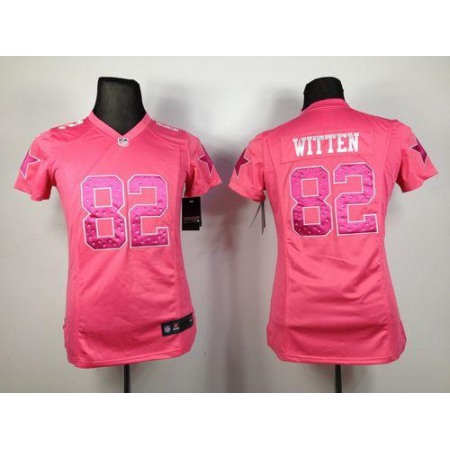 Nike Cowboys #82 Jason Witten Pink Sweetheart Women's Stitched NFL Elite Jersey