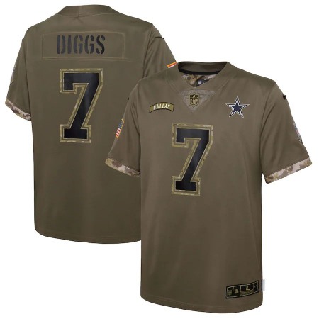 Dallas Cowboys #7 Trevon Diggs Nike Youth 2022 Salute To Service Limited Jersey - Olive