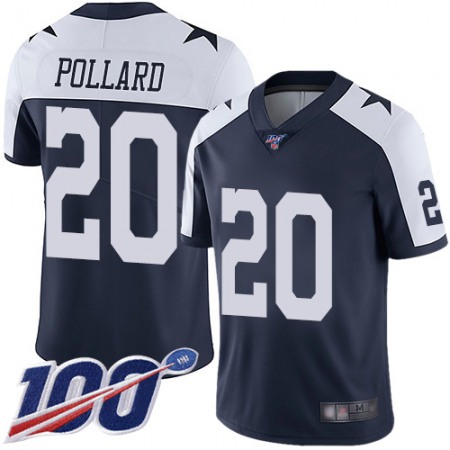 Nike Cowboys #20 Tony Pollard Navy Blue Thanksgiving Youth Stitched NFL 100th Season Vapor Throwback Limited Jersey