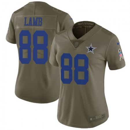 Nike Cowboys #88 CeeDee Lamb Olive Women's Stitched NFL Limited 2017 Salute To Service Jersey