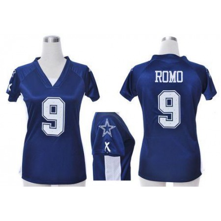 Nike Cowboys #9 Tony Romo Navy Blue Team Color Draft Him Name & Number Top Women's Stitched NFL Elite Jersey