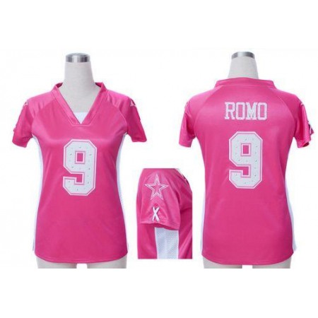 Nike Cowboys #9 Tony Romo Pink Draft Him Name & Number Top Women's Stitched NFL Elite Jersey