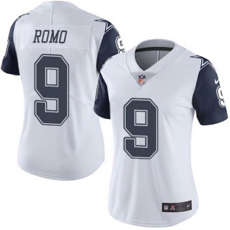 Nike Cowboys #9 Tony Romo White Women's Stitched NFL Limited Rush Jersey