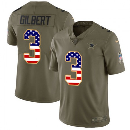 Nike Cowboys #3 Garrett Gilbert Olive/USA Flag Youth Stitched NFL Limited 2017 Salute To Service Jersey