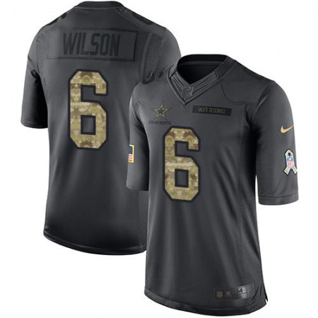 Nike Cowboys #6 Donovan Wilson Black Youth Stitched NFL Limited 2016 Salute to Service Jersey