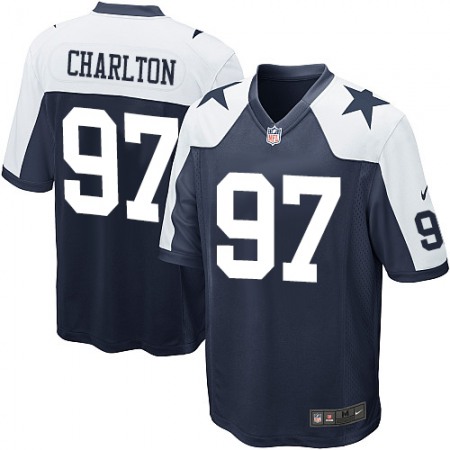 Nike Cowboys #97 Taco Charlton Navy Blue Thanksgiving Youth Stitched NFL Throwback Elite Jersey
