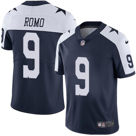 Nike Cowboys #9 Tony Romo Navy Blue Thanksgiving Youth Stitched NFL Vapor Untouchable Limited Throwback Jersey