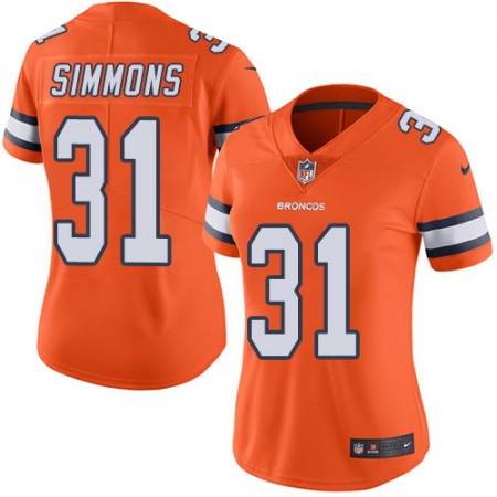 Nike Broncos #31 Justin Simmons Orange Women's Stitched NFL Limited Rush Jersey