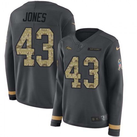 Nike Broncos #43 Joe Jones Anthracite Salute to Service Women's Stitched NFL Limited Therma Long Sleeve Jersey