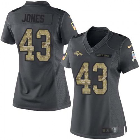 Nike Broncos #43 Joe Jones Black Women's Stitched NFL Limited 2016 Salute to Service Jersey