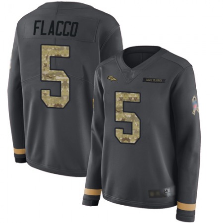 Nike Broncos #5 Joe Flacco Anthracite Salute to Service Women's Stitched NFL Limited Therma Long Sleeve Jersey
