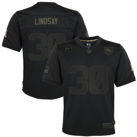 Denver Broncos #30 Phillip Lindsay Nike Youth 2020 Salute to Service Game Jersey Black