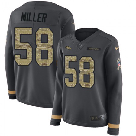 Nike Broncos #58 Von Miller Anthracite Salute to Service Women's Stitched NFL Limited Therma Long Sleeve Jersey