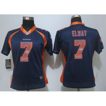 Nike Broncos #7 John Elway Blue Alternate Women's Stitched NFL Elite Strobe Jersey