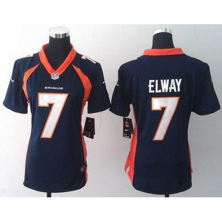 Nike Broncos #7 John Elway Blue Alternate Women's Stitched NFL New Elite Jersey