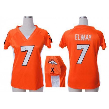 Nike Broncos #7 John Elway Orange Team Color Draft Him Name & Number Top Women's Stitched NFL Elite Jersey